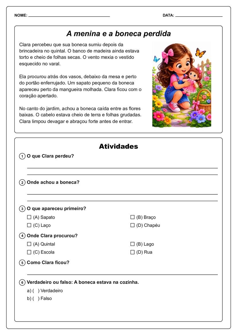 Pequenos textos ilustrados com interpretação arquivo educativo página 18